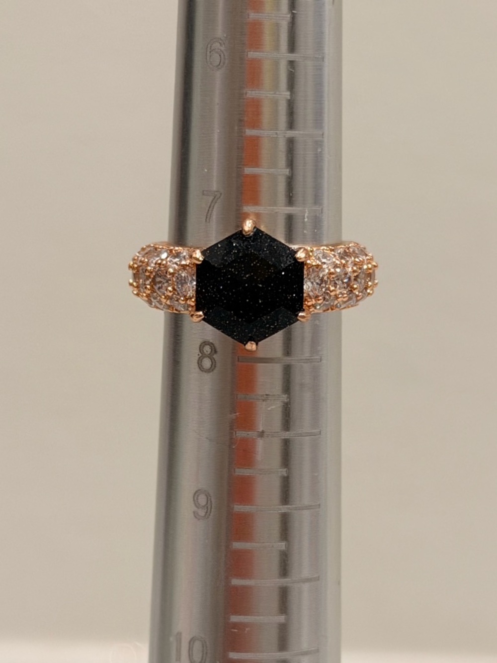 Bomb Party NWOT! Rose Gold Ring with Black Center Stone and Pave Crystals